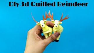 DIY 3d Paper Quilling Reindeer |  Quilled Christmas Decoration Idea.
