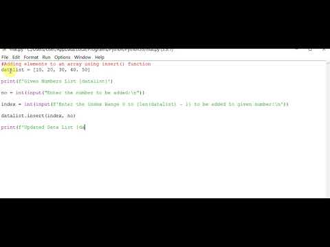 Adding elements to an array using insert() function Python
