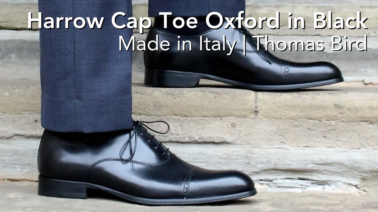 Black Cap Toe Oxford, Mens Dress Shoe, Made in Italy | Thomas Bird