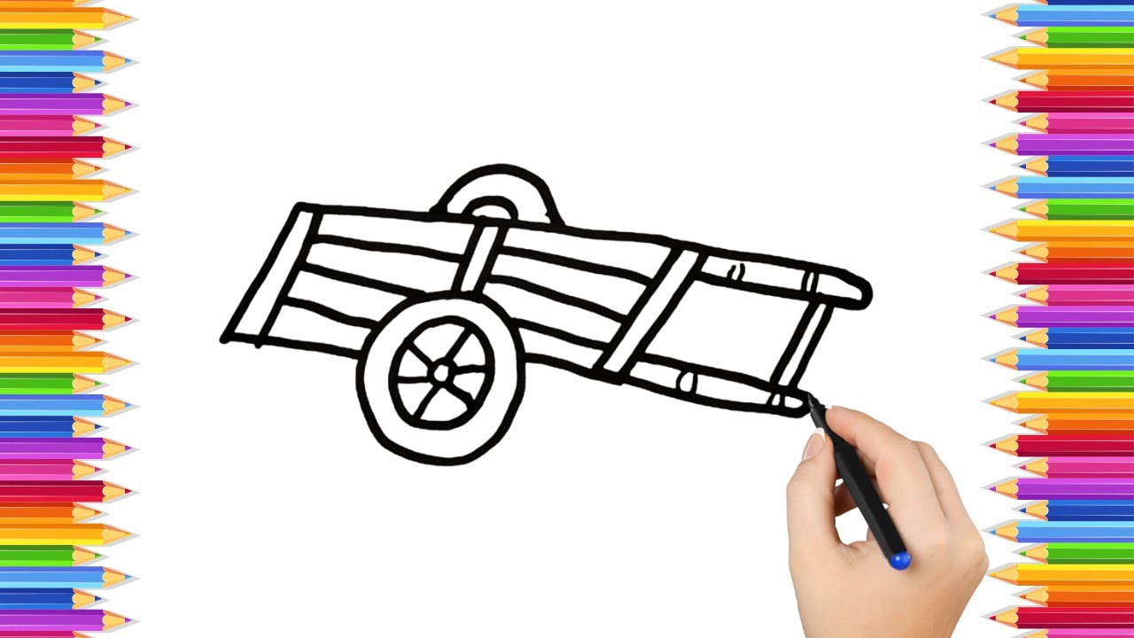 How To Draw cute handcart Drawing, Painting & Coloring For Kids and ...