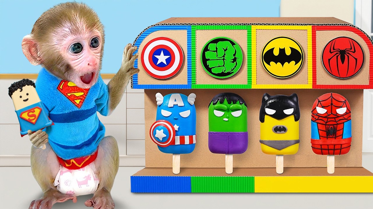 Monyet Bon Bon Imut makan semangka raksasa dan es krim ajaib di peternakan