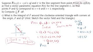 Evaluating line integral over a straight line by parameterization