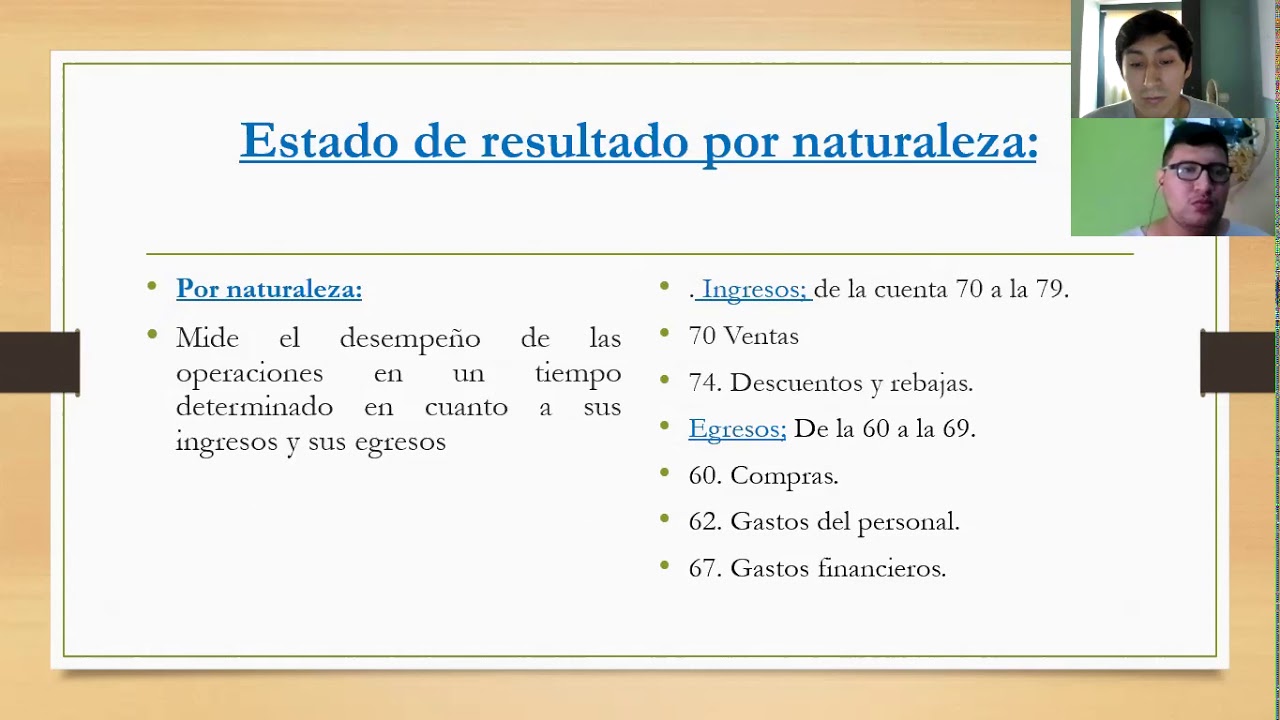 Gestión de costos, definición; Estado de resultado por su naturaleza y