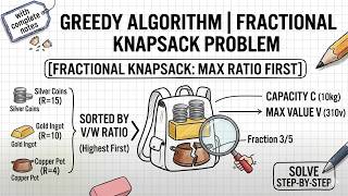What is Greedy Algorithm ? Fractional Knapsack Problem Solved (Step-by-Step)