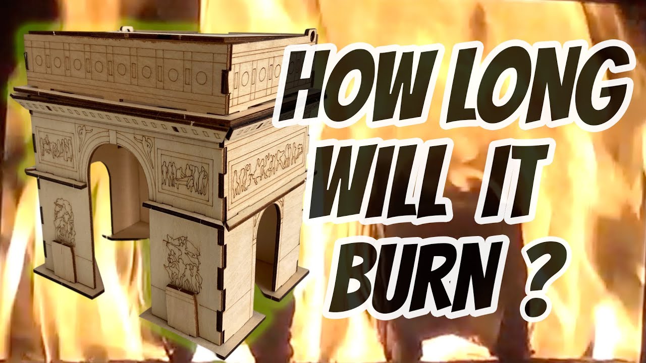 How long will it burn? A scale model of the arc de triomphe. No loop, real fire and real sound.