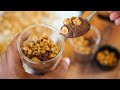 Verrine de mousse chocolat, crumble noisette et caramel beurre salé