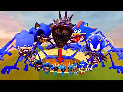 BIG SLIME ALL SHIN SONIC TAPES EXE AND SEA EATER SONIC FAMILY SPARTAN KICKING in Garry's Mod