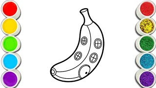 Banana Drawing and Coloring for Kids | Easy Fruit Drawing 🍌