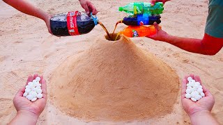Volcano Eruption! Big Coca Cola, Fanta, Pepsi, Sprite vs Mentos Underground!