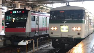 185系入線.通過.発車する列車。(2)