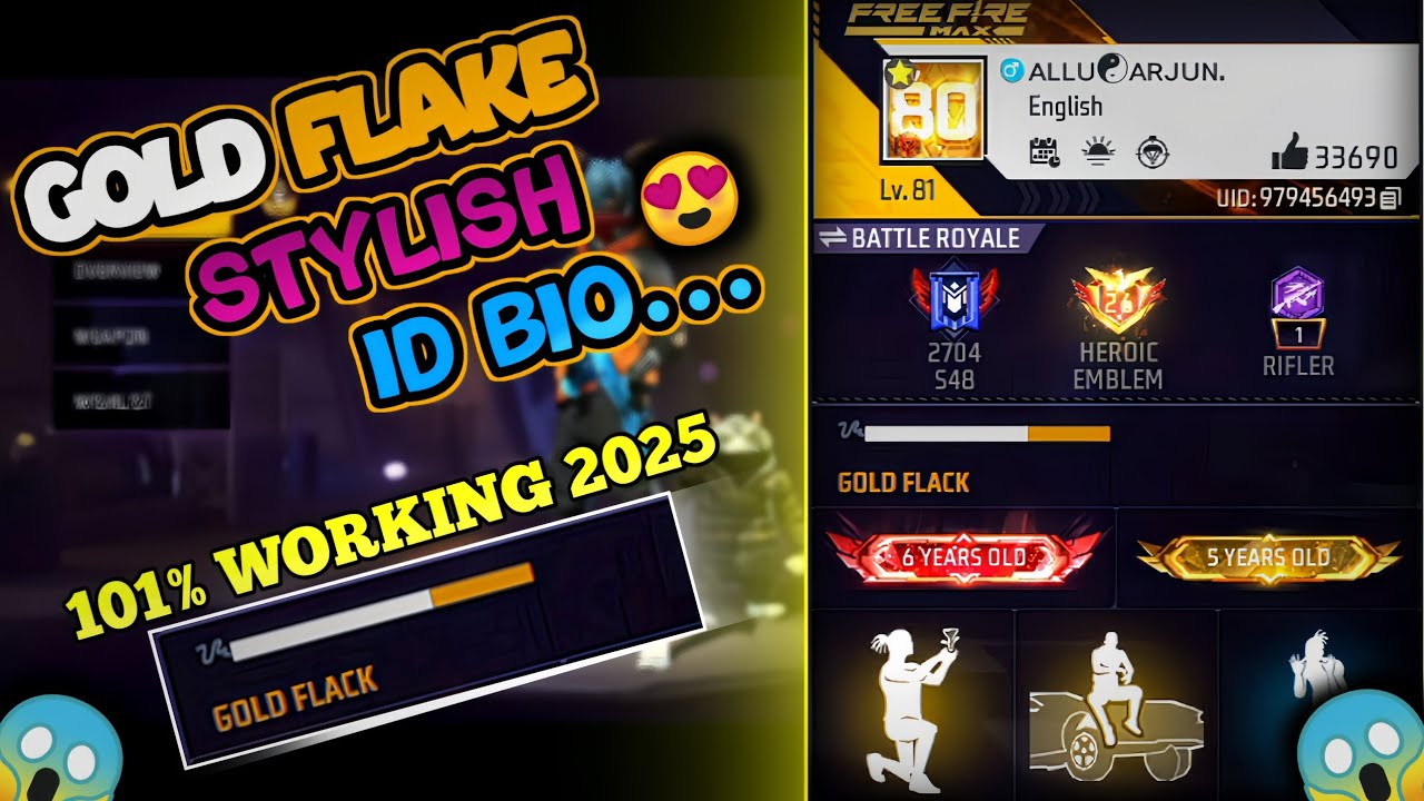 Free Fire Gold Flake Bio 😍 | Free Fire Gold Flake Bio Code | Free Fire Me Gold Flake Kaise Lagaye