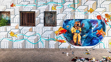 System3 Acrylic Painting - Pepe Gaka "Fishbowl Dive" (2018)