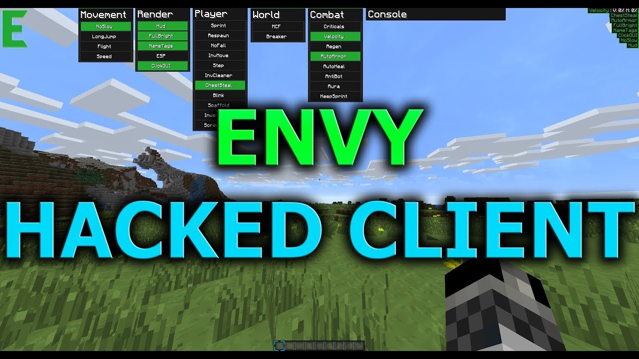 Envy client Minecraft. Minecraft Hack client. Hack client