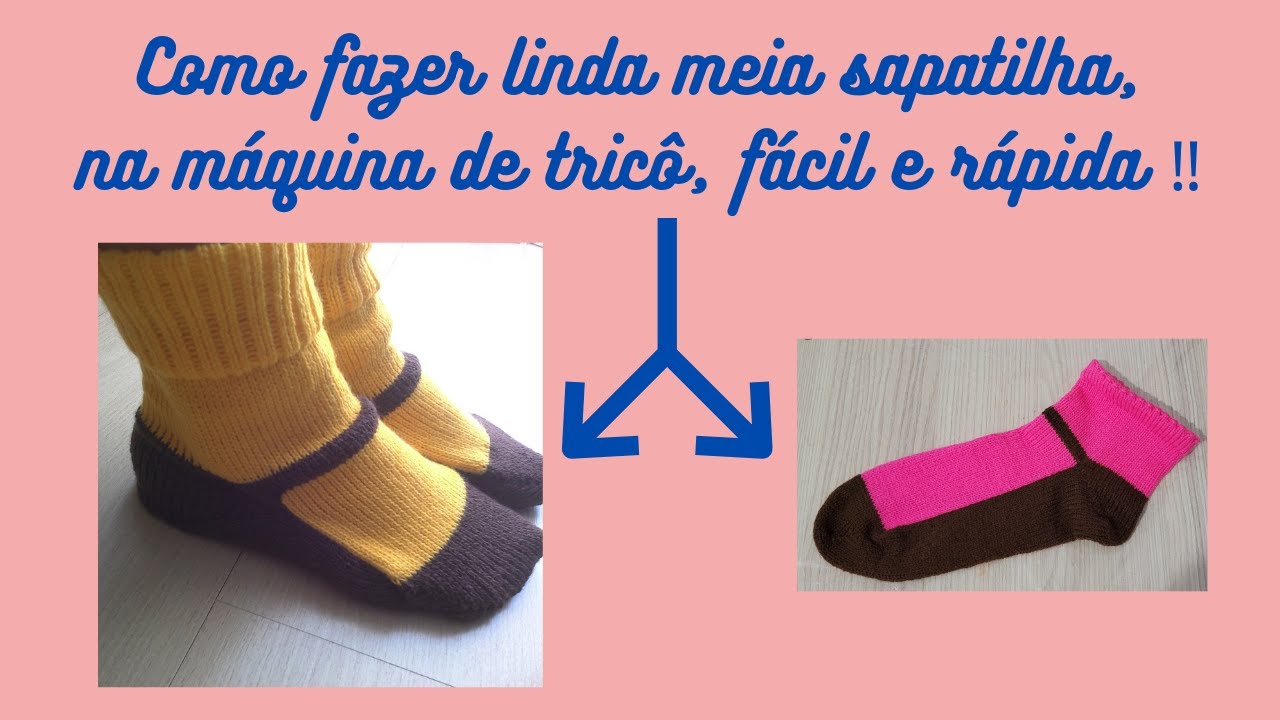 Como fazer meia sapatilha meia na máquina de tricô  #tricotando meia na máquina