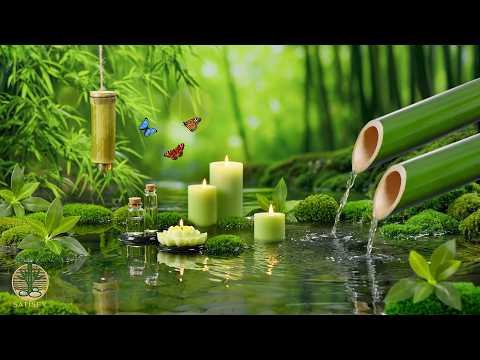 Bamboo Water Fountain + Healing Piano Music ???? Calming Music for Sleep, Meditation, Stress Relief