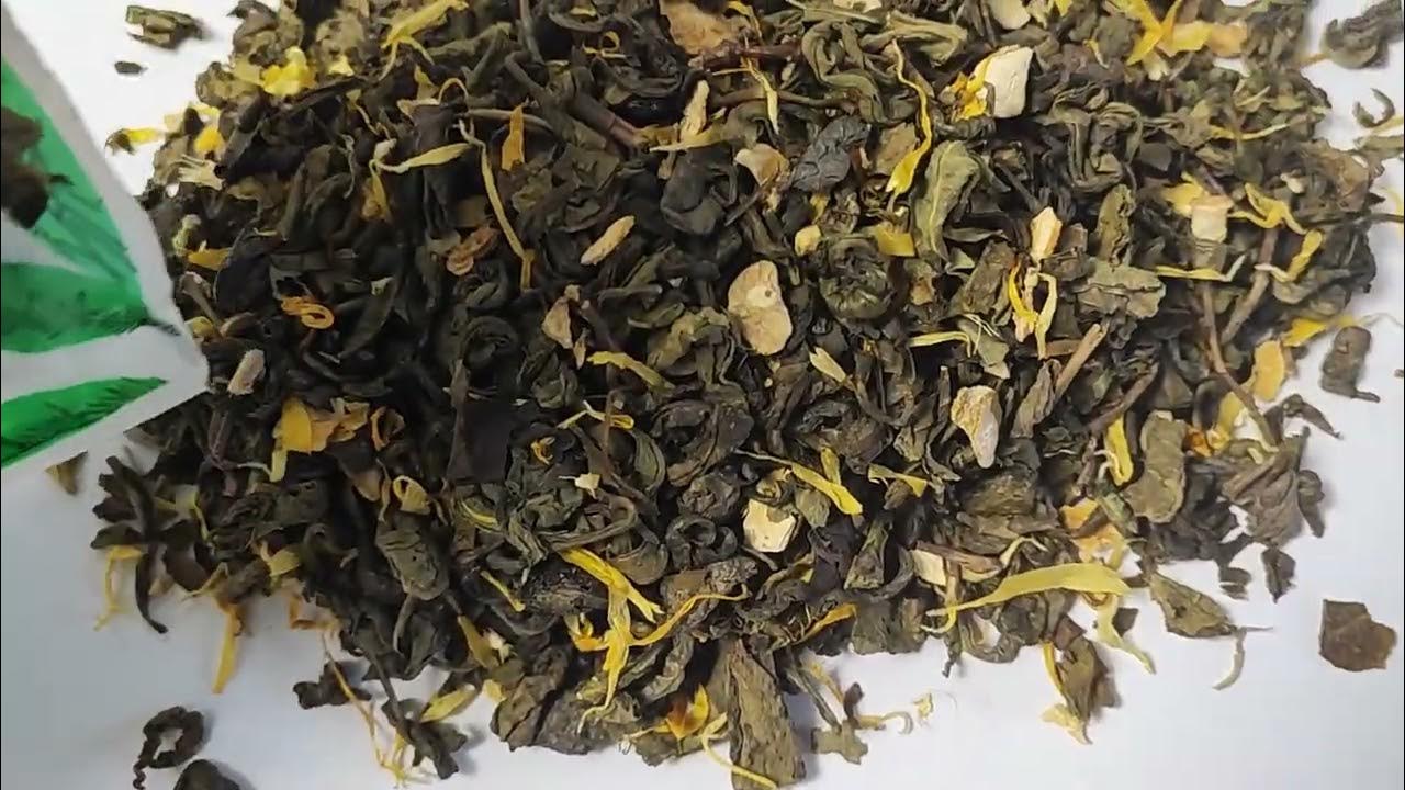 Чай Лимон с имбирем, Зелёный китайский чай, календула, цедра лимона ...