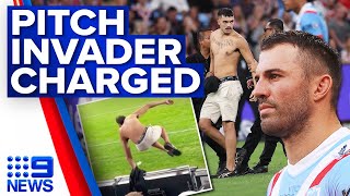 James Tedesco fumes at security after 'scary' pitch invader | 9 News Australia