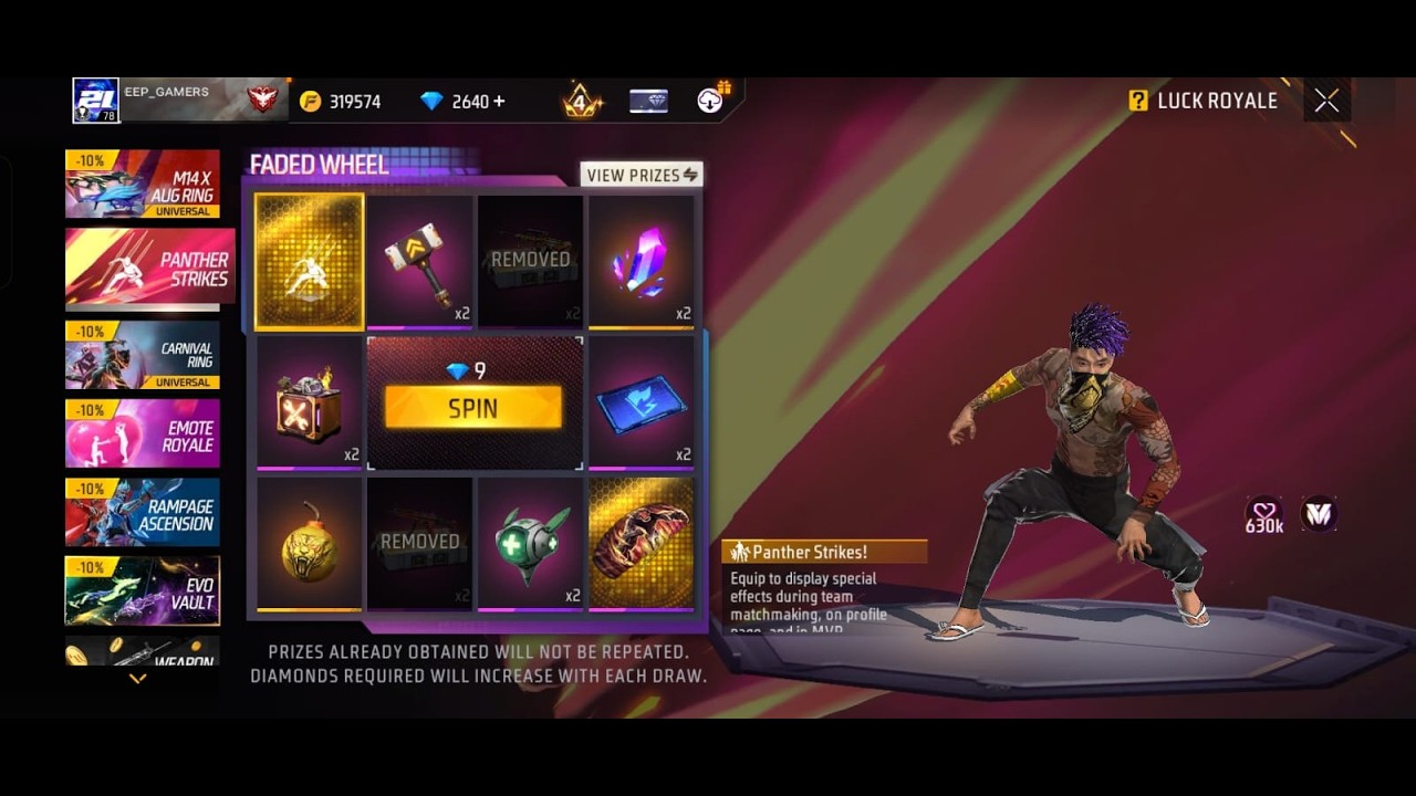 Winchester Faded Wheel 😱 | 1 Spin Me Gun Skin? | FF New Event  |Deep gamers 21 LIVE FF