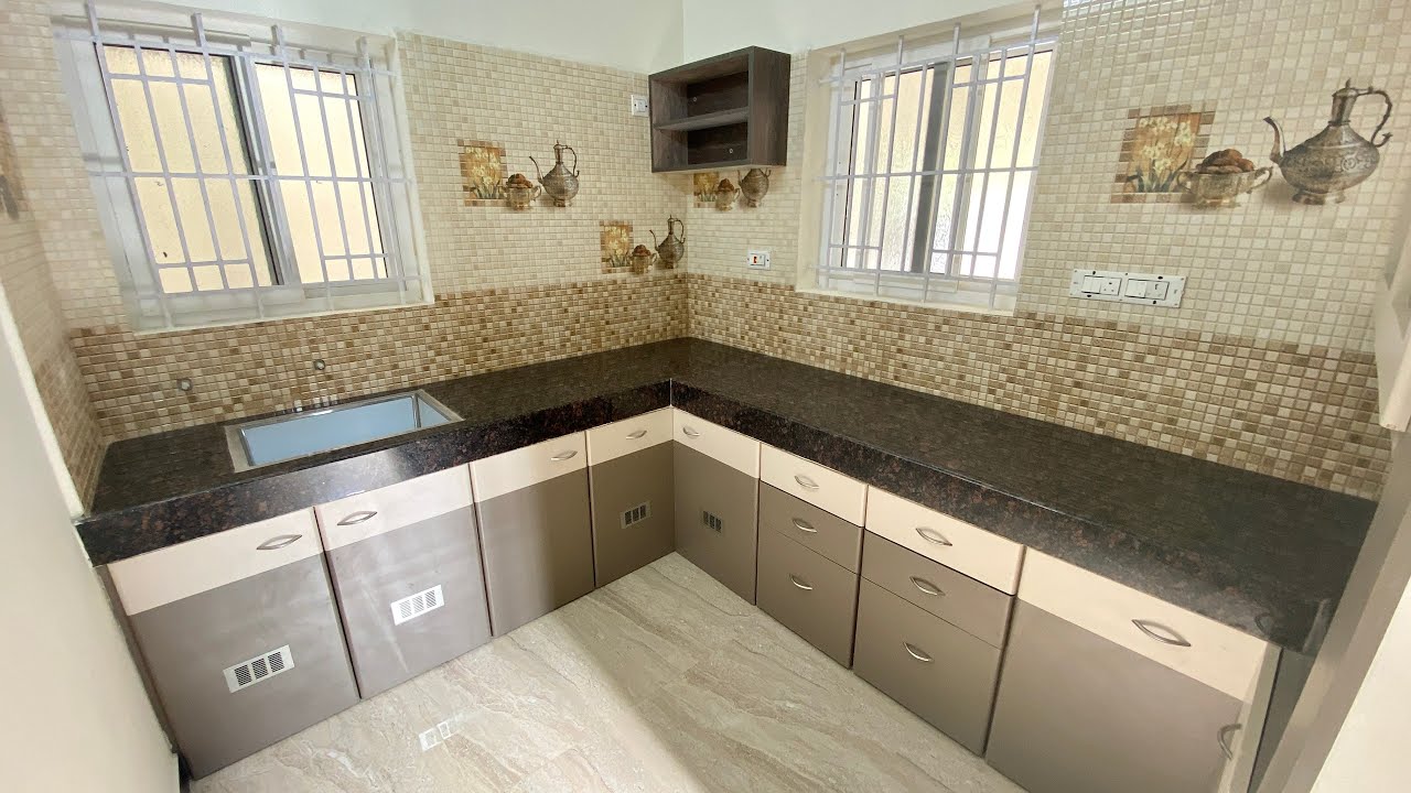 Small Modular Kitchen Design // Size is 8x10feet // Wooden Base Cabinets