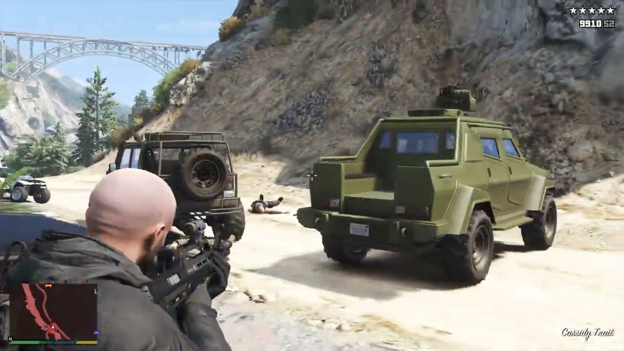 GTA 5 - Trevor Ambushes Merryweather Convoy + Ten Star Escape
