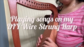 Playing songs on my DIY wire strung harp - Walter 15 string harp