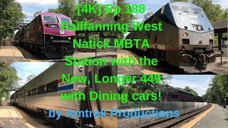 [4K] Ep 188 Railfanning West Natick MBTA Station with the New, Longer 449 with Dining cars!