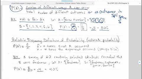 Introductory Statistics L19a Chapter 5 Part 1