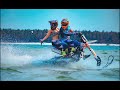 мотоцикл сноубайк по воде !  Yeti snow MX First girl on Snowbike on water Karafuto Riders