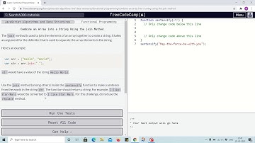 Tutorial 20 - Combine an array into string using join method - freecodecamp