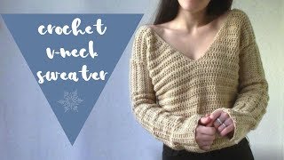 Crochet V-Neck Sweater // Crochet Sweater Tutorial - YouTube