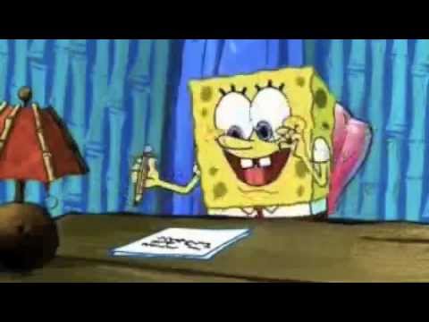 Spongebob writing an essay meme