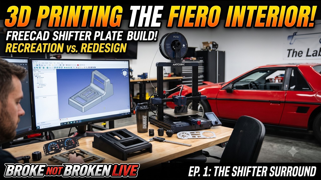 3D Modeling Custom Fiero Interior Parts in FreeCAD | The Lab Live
