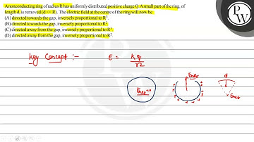 A nonconducting ring of radius \( \mathrm{R} \) has uniformly distributed positive charge Q. A s...