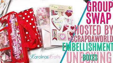 Scrapdaworld Essence of Valentine Embellishment Box, Valentines Day Embellishment Box Group Swap