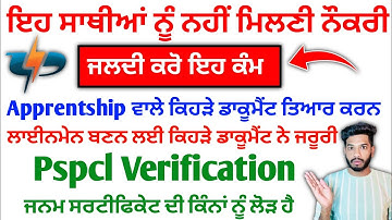 Pspcl Apprenticeship/Alm Very Important Information Dacoment Verification | pspcl main Dacoment very