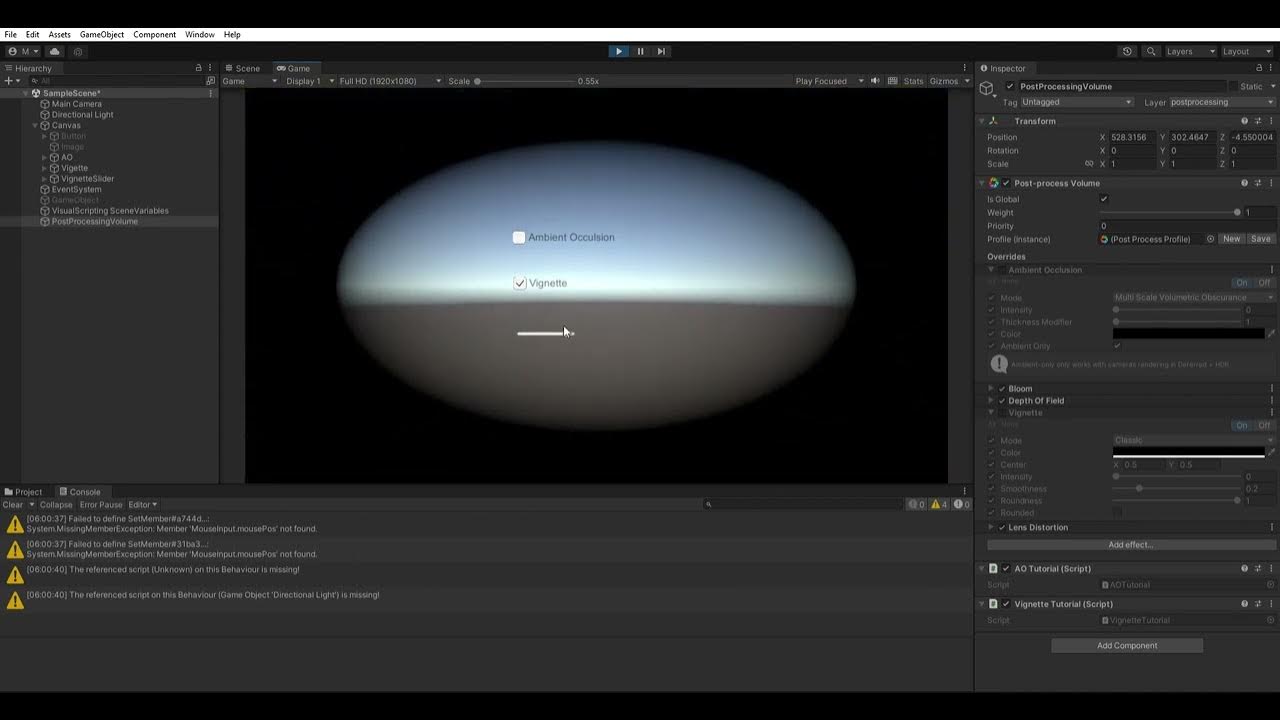 Unity Vignette Toggle Slider - YouTube