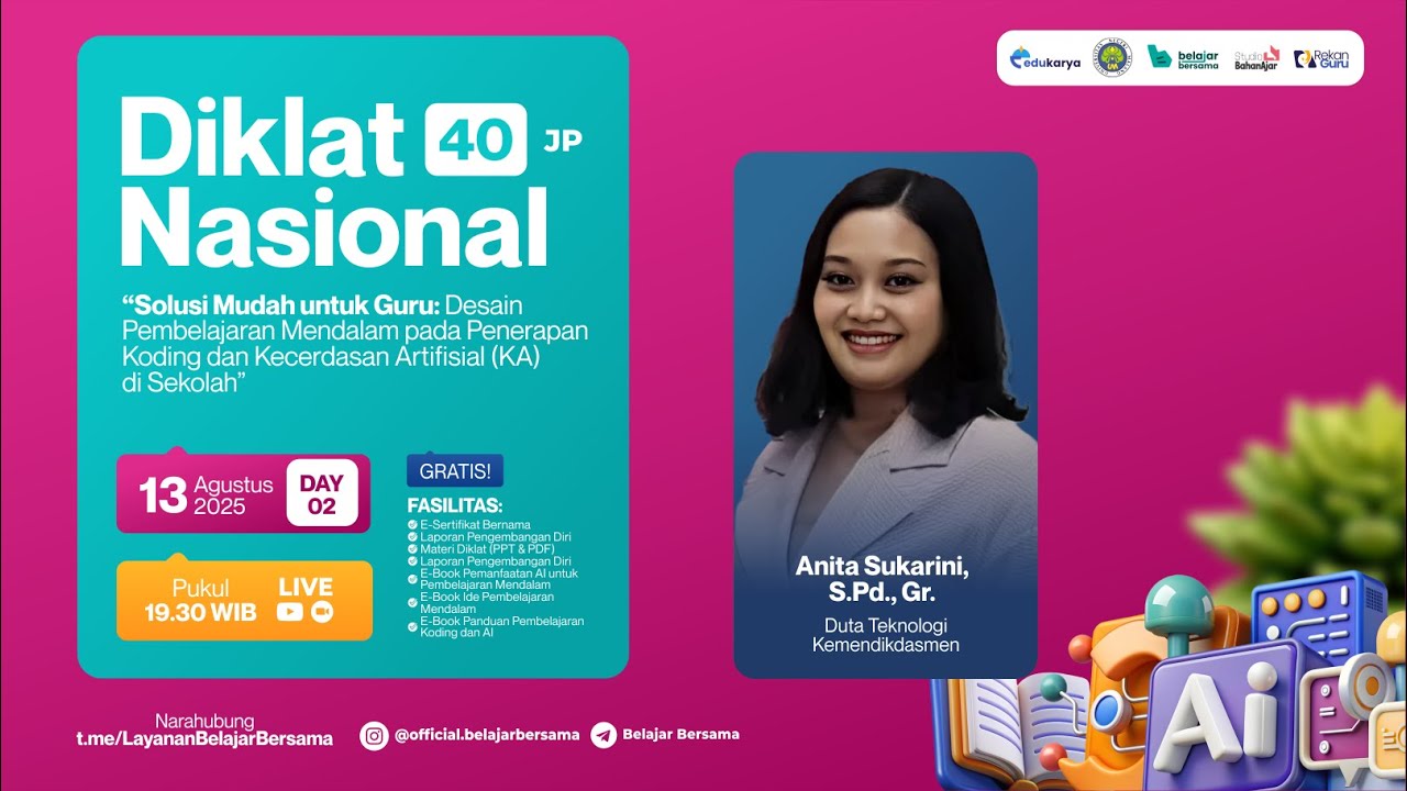 Hari 2: Diklat Desain Pembelajaran Mendalam Penerapan Koding Kecerdasan Artifisial (KA) di Sekolah Hari 2: Diklat Desain Pembelajaran Mendalam Penerapan Koding Kecerdasan Artifisial (KA) di Sekolah