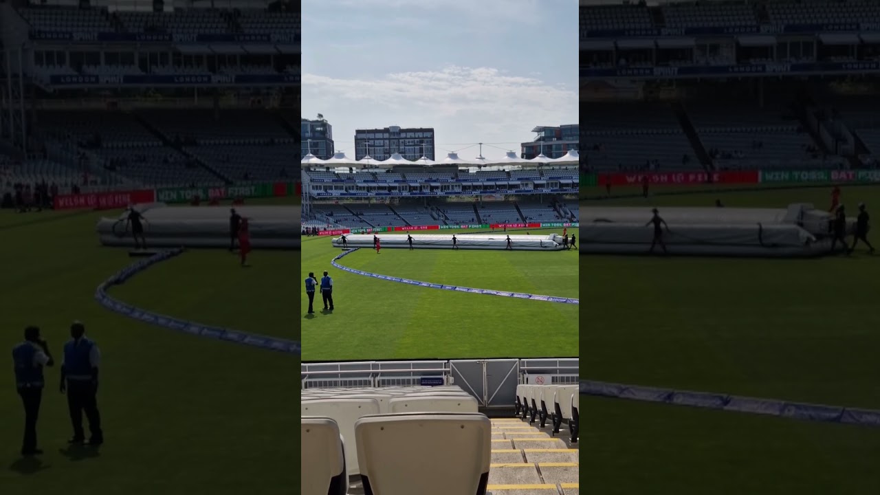The hover cover is removed from the pitch at Lord's 
