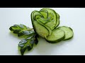 Beautiful rose cucumber vegetable garnish ideas