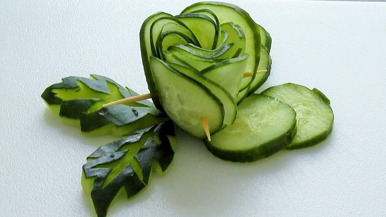 Beautiful ROSE CUCUMBER Vegetable Garnish Ideas YouTube