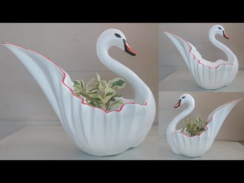 How to Make the Swan Pot Planters and Home Decor for Gardening // cement craft
