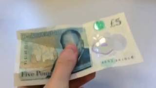 New plastic UK five pound banknote crumple test!