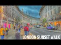 London, England 🏴󠁧󠁢󠁥󠁮󠁧󠁿 Sunset Street Walk  2023 - 4K 60fps Walking Tour (▸62 min)