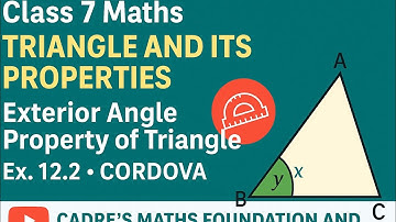 class 7 Maths triangle and its properties  exterior angle property of triangle Ex. 12.2 #cordova