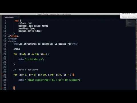La boucle For. Les structures de contrôle PHP