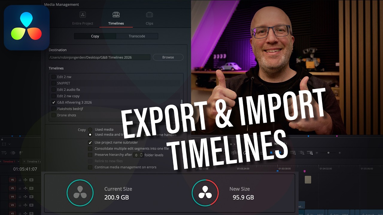 Exporteer je Tijdlijn naar een Ander Project in DaVinci Resolve