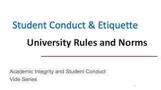 Student Conduct and Etiquette -