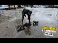 #059-2  - Time Lapse -  Unclogging a storm drain during rain in Germany