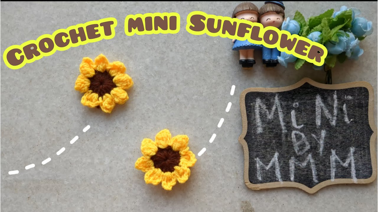 Crochet mini sunflower easy crochet flower tutorial crochet pattern for ...