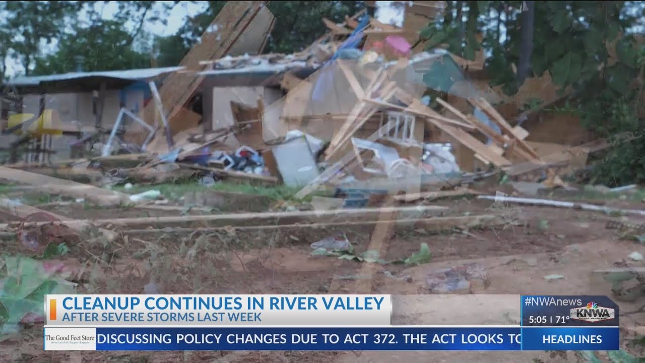 Storm damage cleanup efforts continue in River Valley - YouTube
